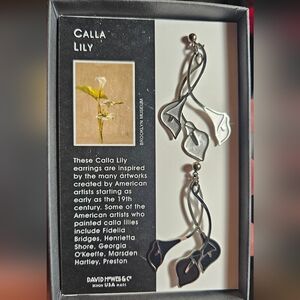 Silver And Black Calla Lily Earrings